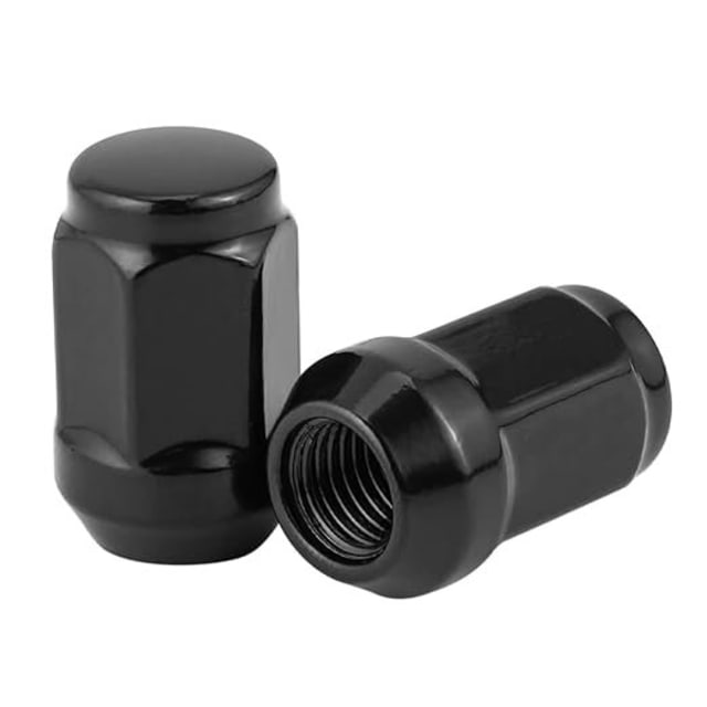 1/2" BLACK 35MM LONG ACORN WHEEL NUT 19MM HEX (60 DEGREE TAPER)