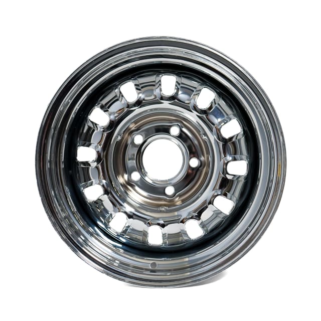 (MINOR BLEMISHES) 15X10 CHROME 12 SLOT STEEL WHEEL 5-114.3 PCD. -19ET