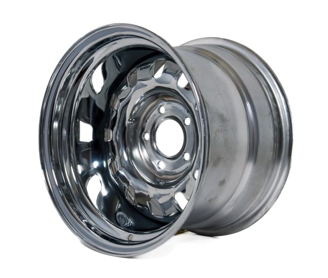 (MINOR BLEMISHES) 15X10 CHROME 12 SLOT STEEL WHEEL 5-114.3 PCD. -19ET