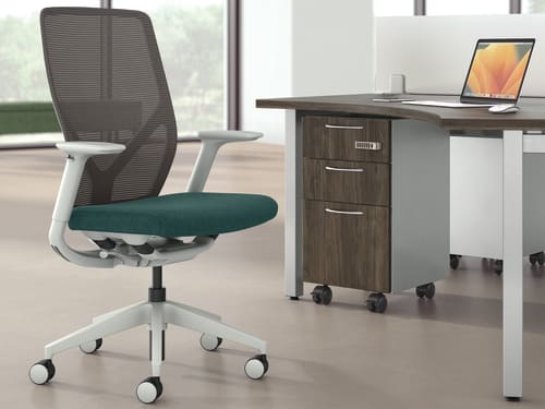 Flexion Task Chair at a 120-degree workstation.