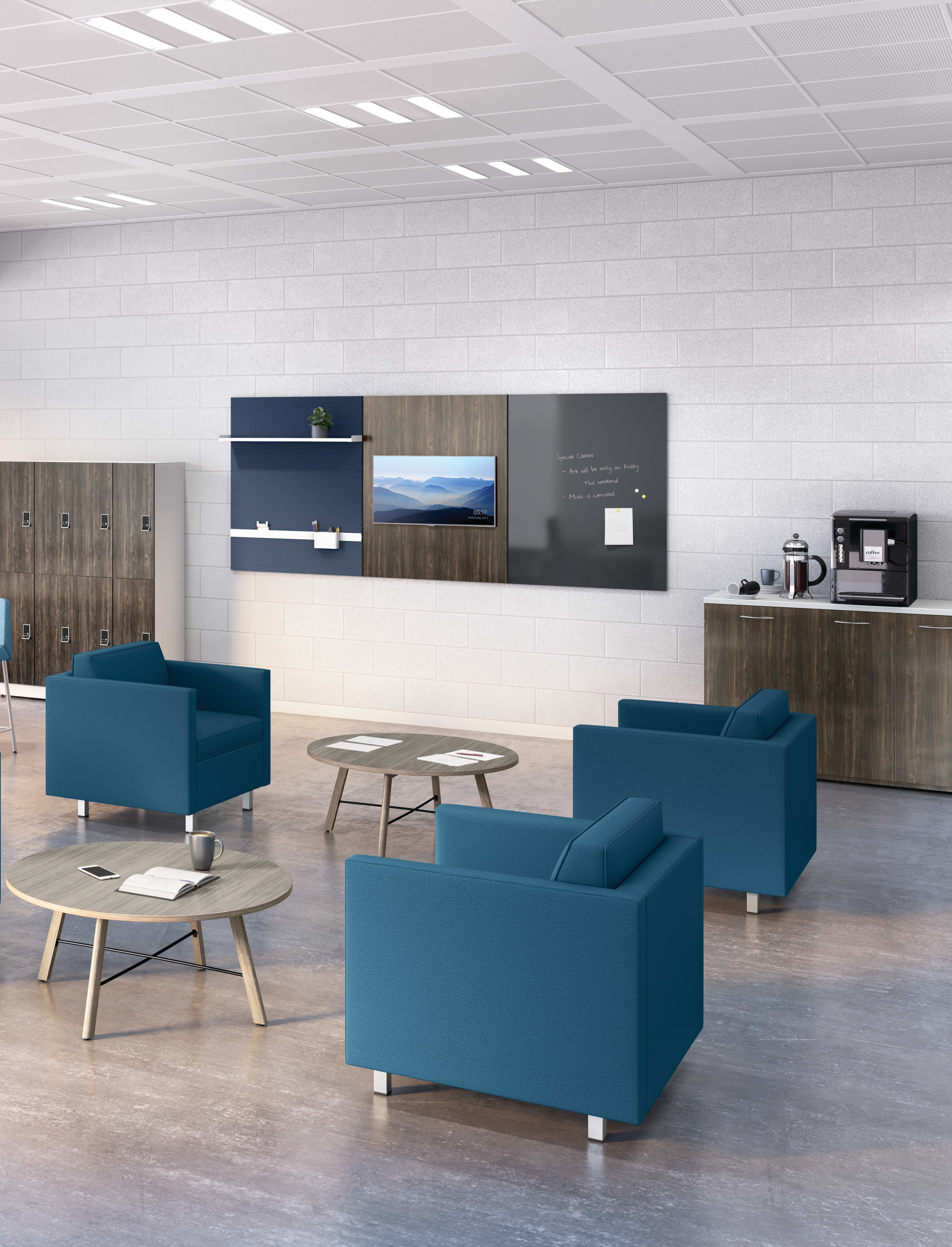 West Hill and Astir Seating with Birk and Scramble Tables and Workwall