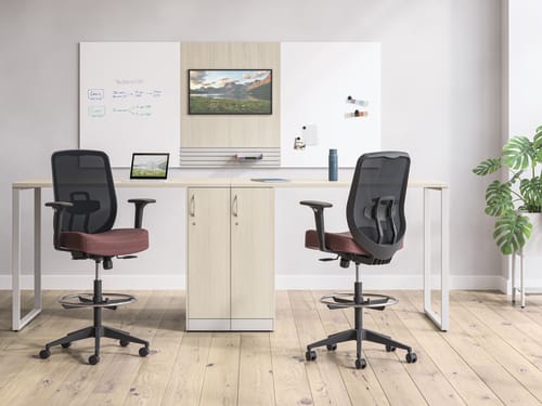 Altern mesh back stool shown with Storage Islands and Workwall tiles.