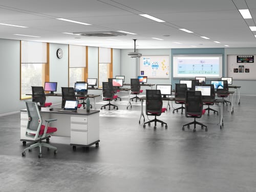 Cipher Task Chair with Motivate Tables and SmartLink Teacher Desk.