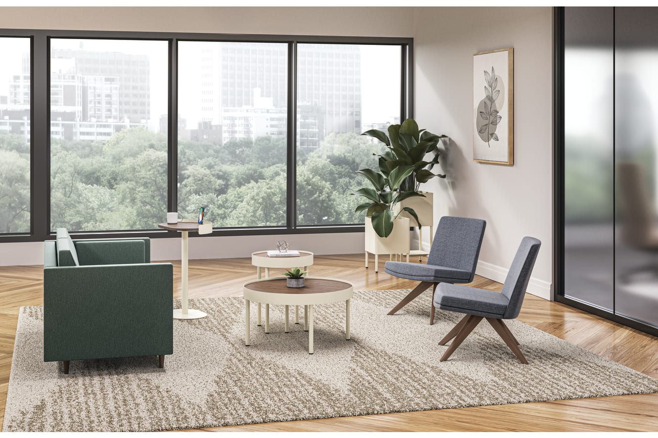 Mav and Astir seating with Sculpt Tables.