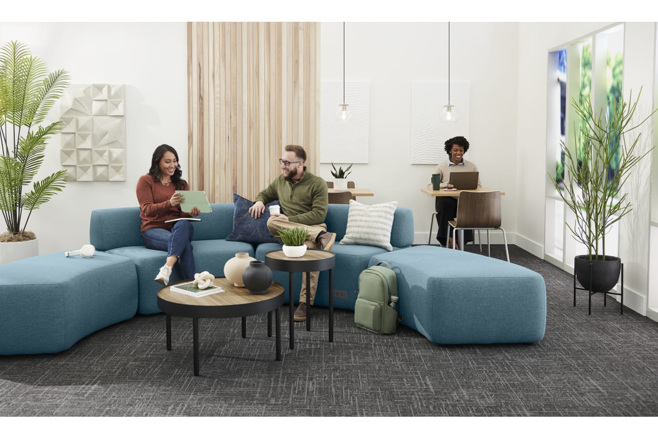 SoCo Modular Lounge with Sculpt Occasional Tables.