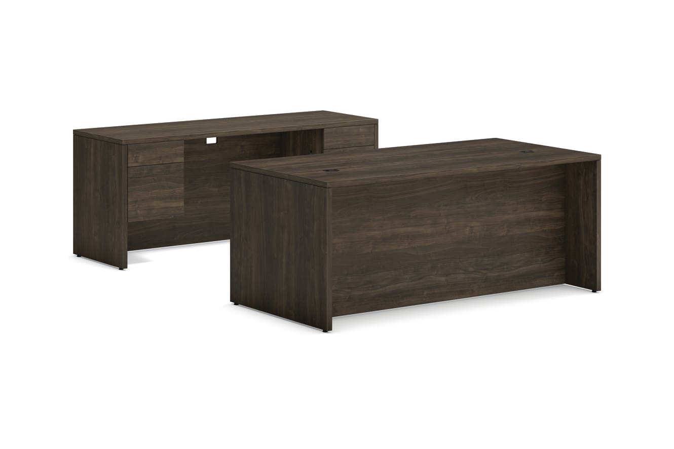 10500 Series executive desk in Florence Walnut laminate