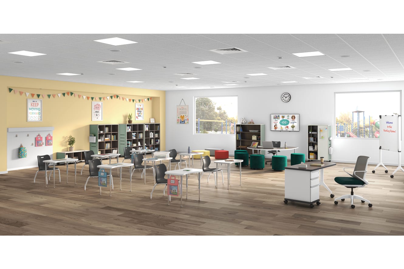 Build Table and Desks, SmartLink Desks, Cliq and SmartLink Setaing and Class-ifi Storage.