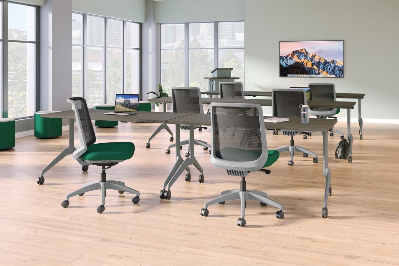 Cliq chairs with Motivate training tables.