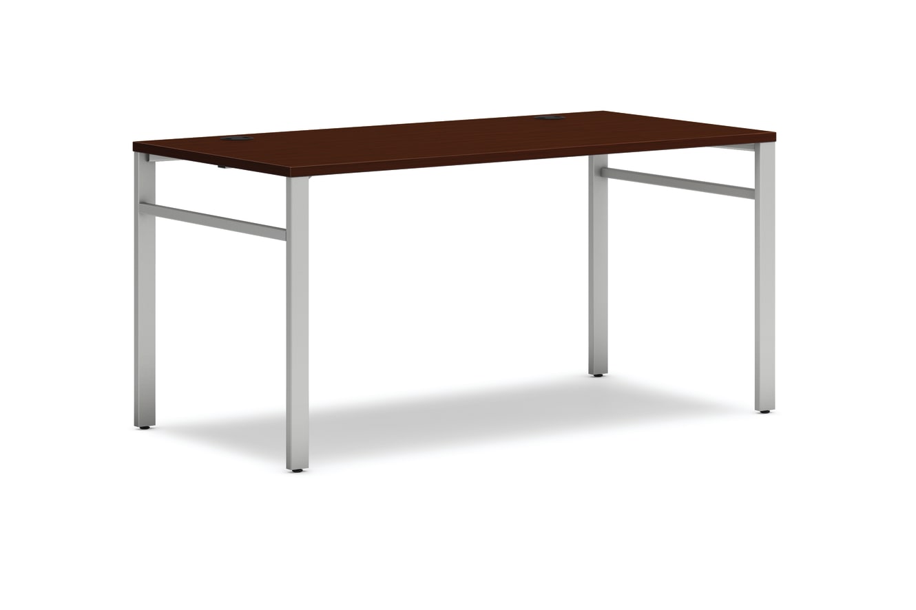Mod table desk in Traditional Mahogany with Silver u-legs