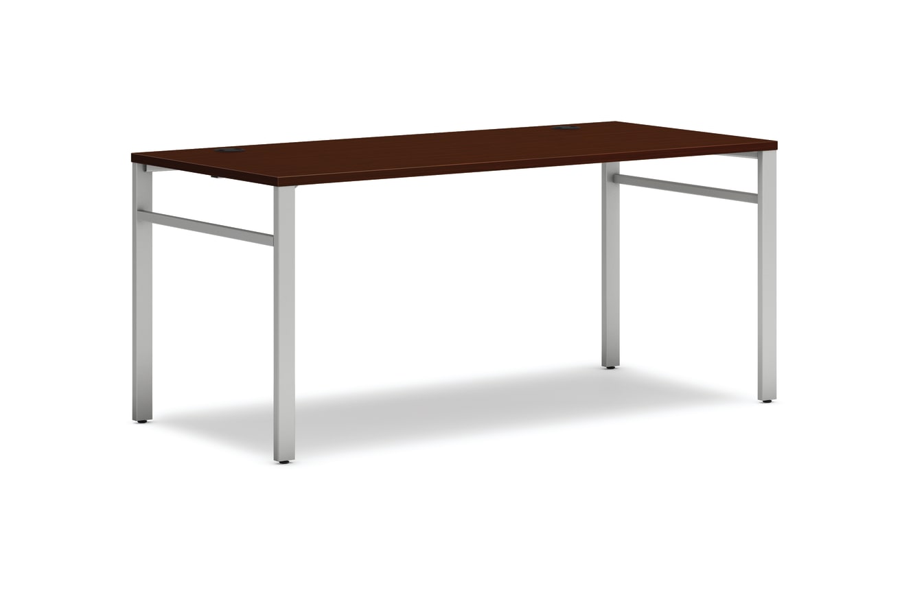 Mod table desk in Traditional Mahogany with Silver u-legs