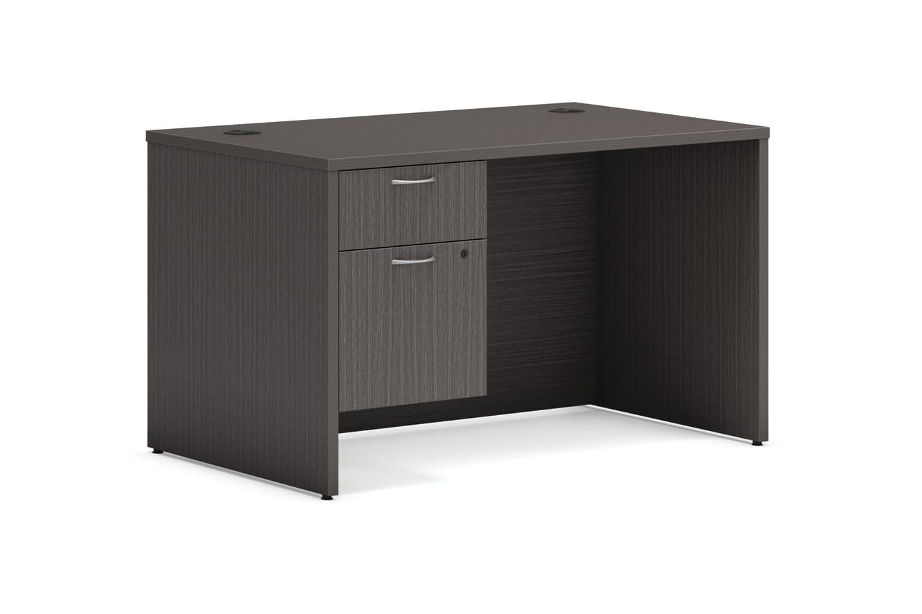 Desk with hanging pedestal in Slate Teak