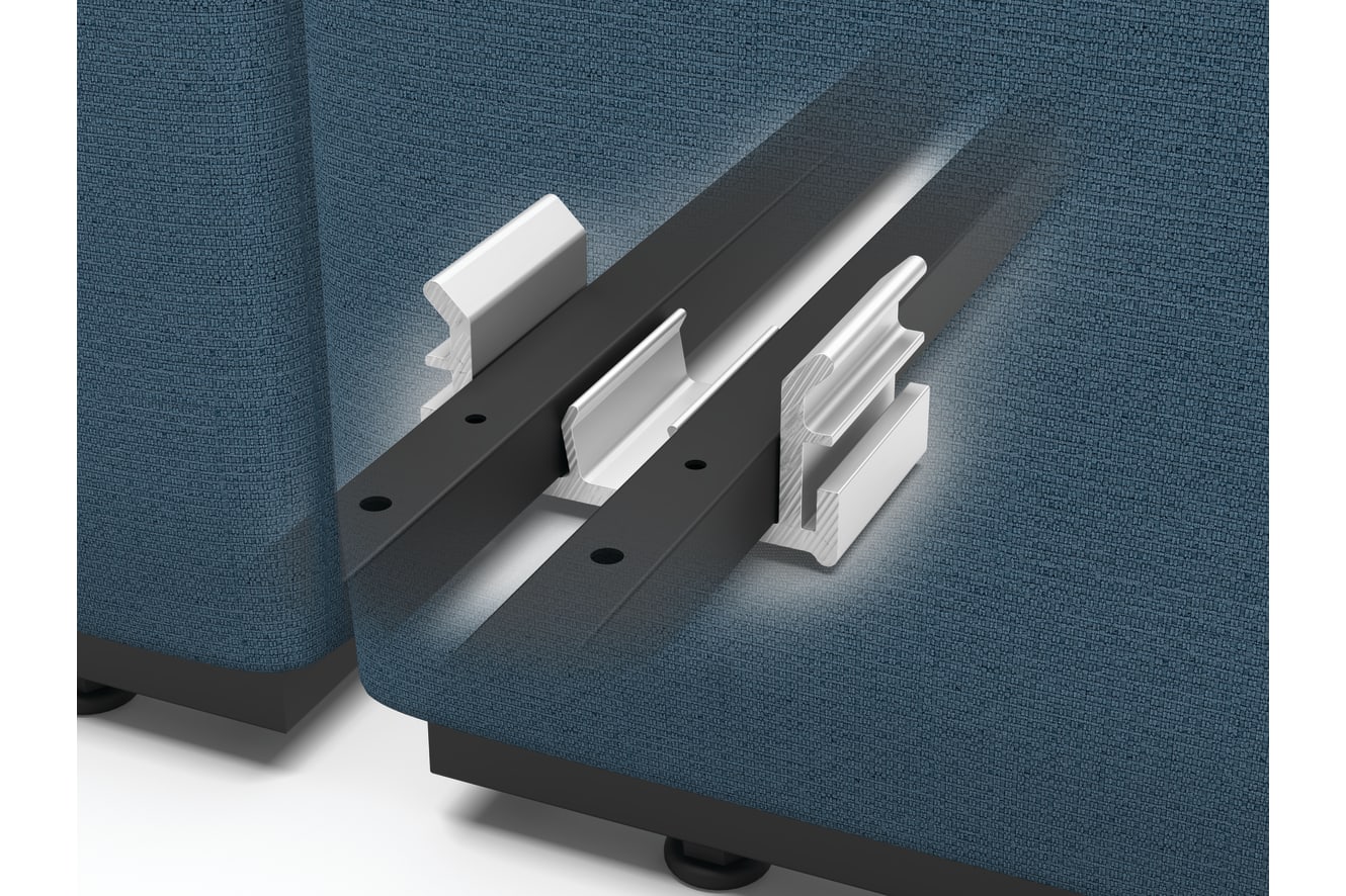 Tangram ganging bracket connecting the base frames of two Tangram Series models