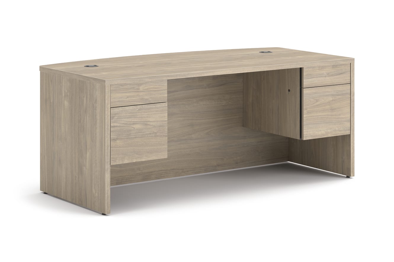 10500 Series double 3/4 pedestal desk with bow top