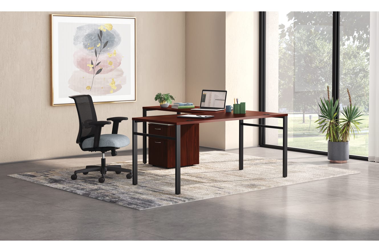 Mod desk and table with Convergence seating.