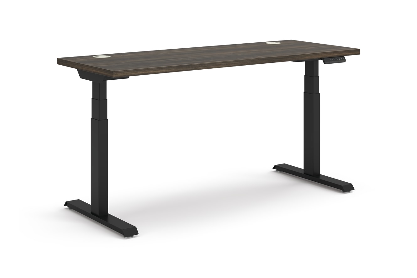 Coordinate Height Adjustable Table in Florence Walnut Top and Black Base