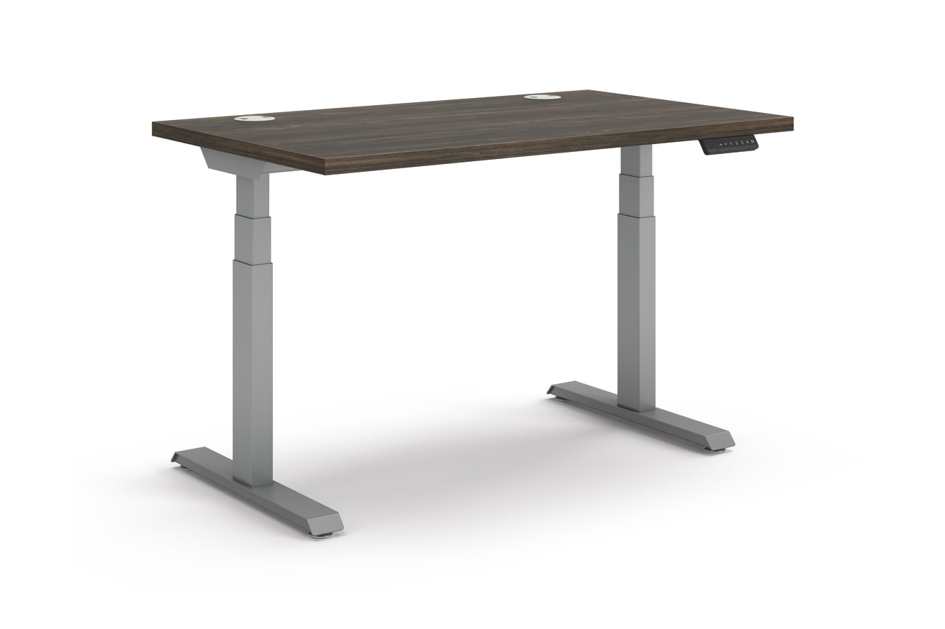 Coordinate Height Adjustable Table in Florence Walnut Top and Sliver Base