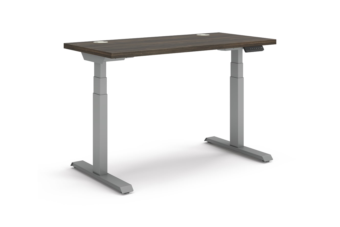Coordinate Height Adjustable Table in Florence Walnut Top and Sliver Base