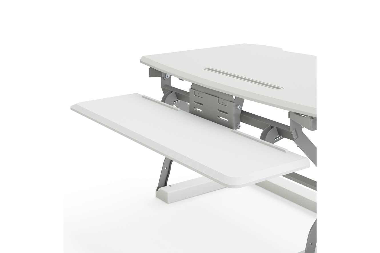 Coordinate desktop riser keyboard tray