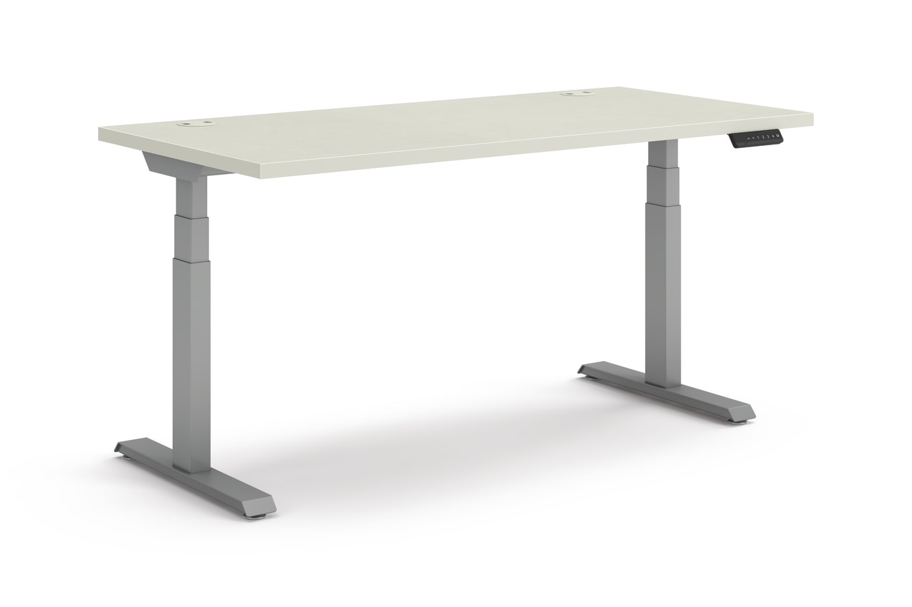 Coordinate Height Adjustable Table in Silver Mesh Top and Silver Base