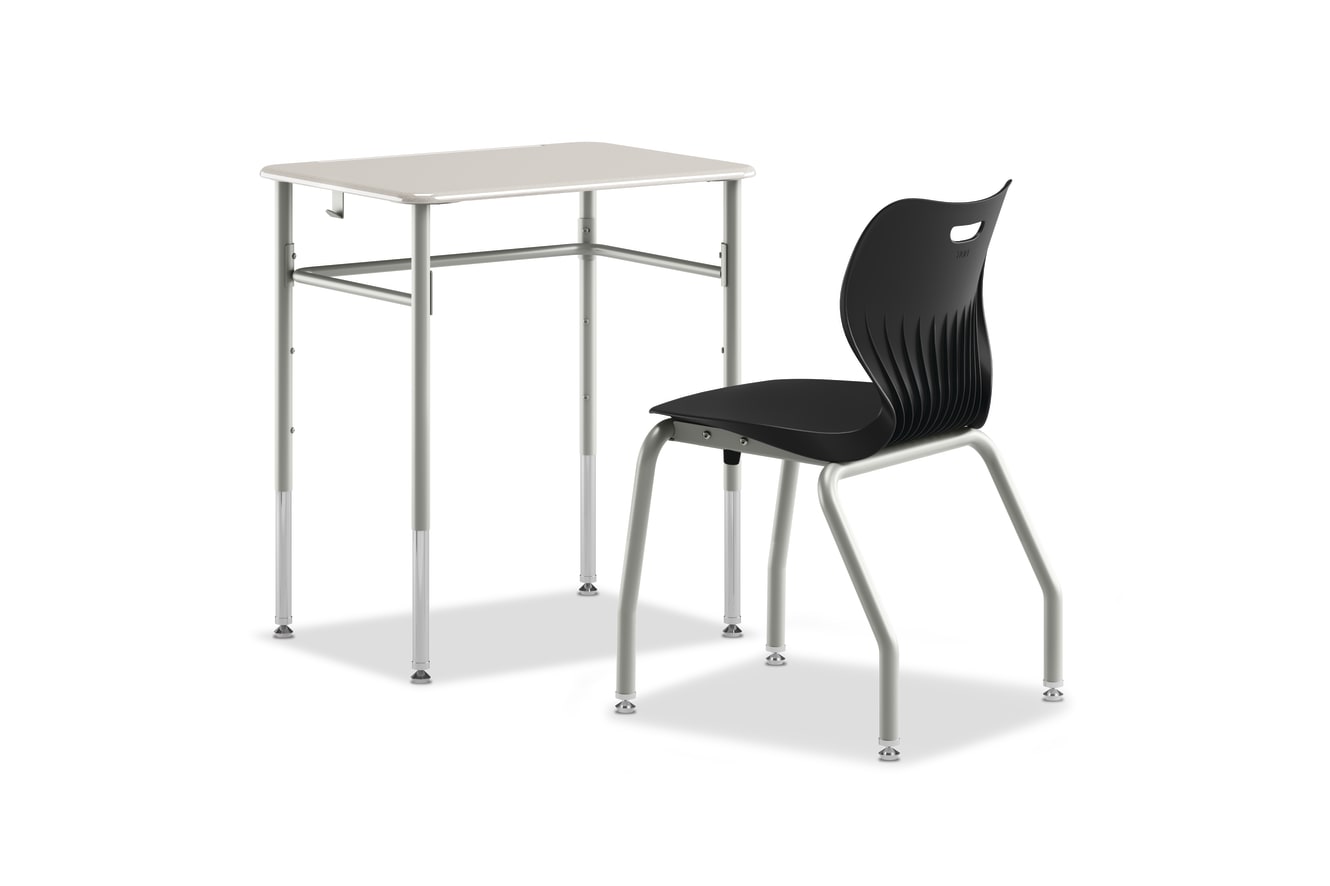 SmartLink Student Desk with SmartLink Back Pack Hook attached paired with a SmartLink chair