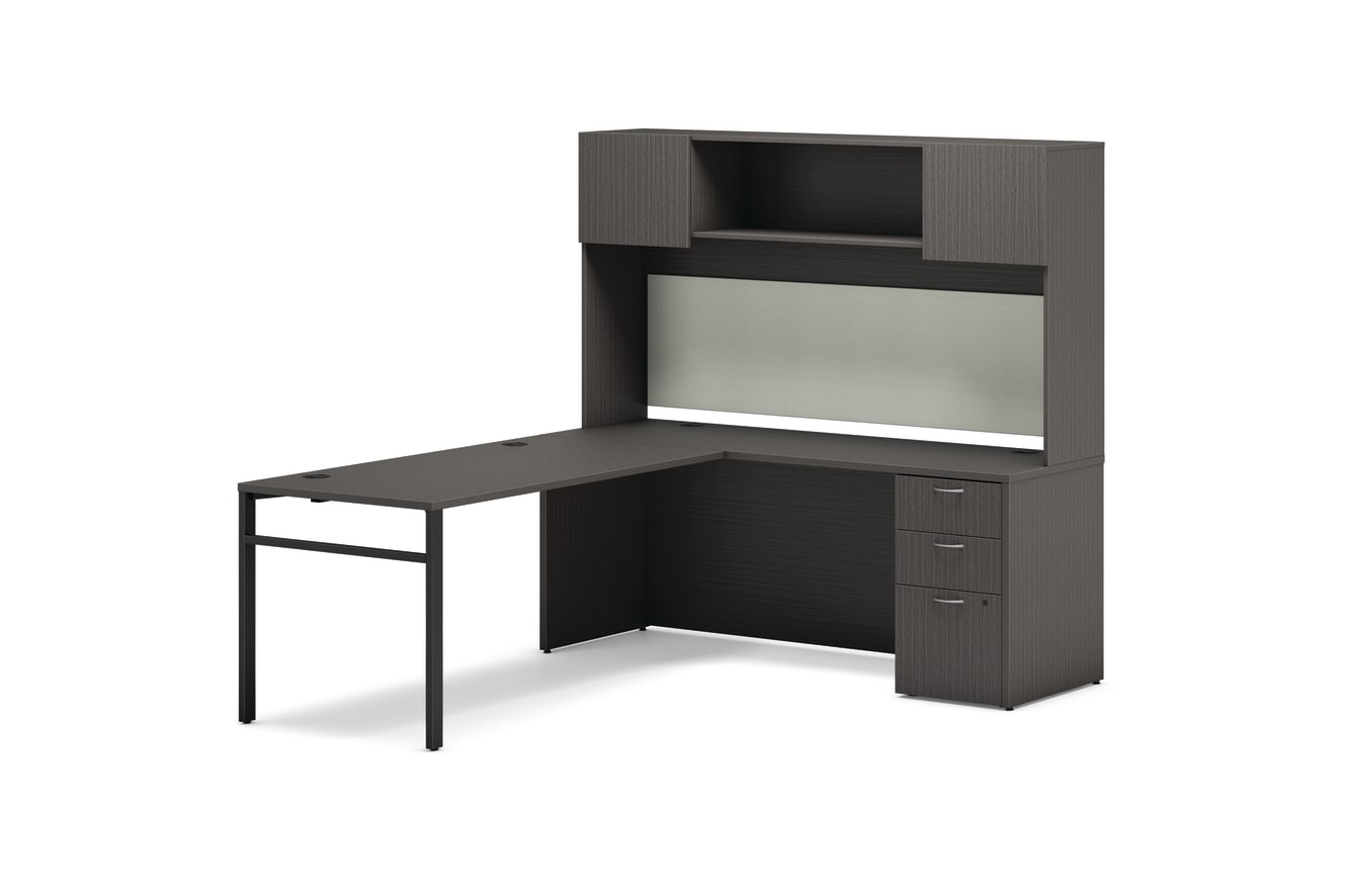 Mod l-station with storage in Slate Teak with Black U-leg
