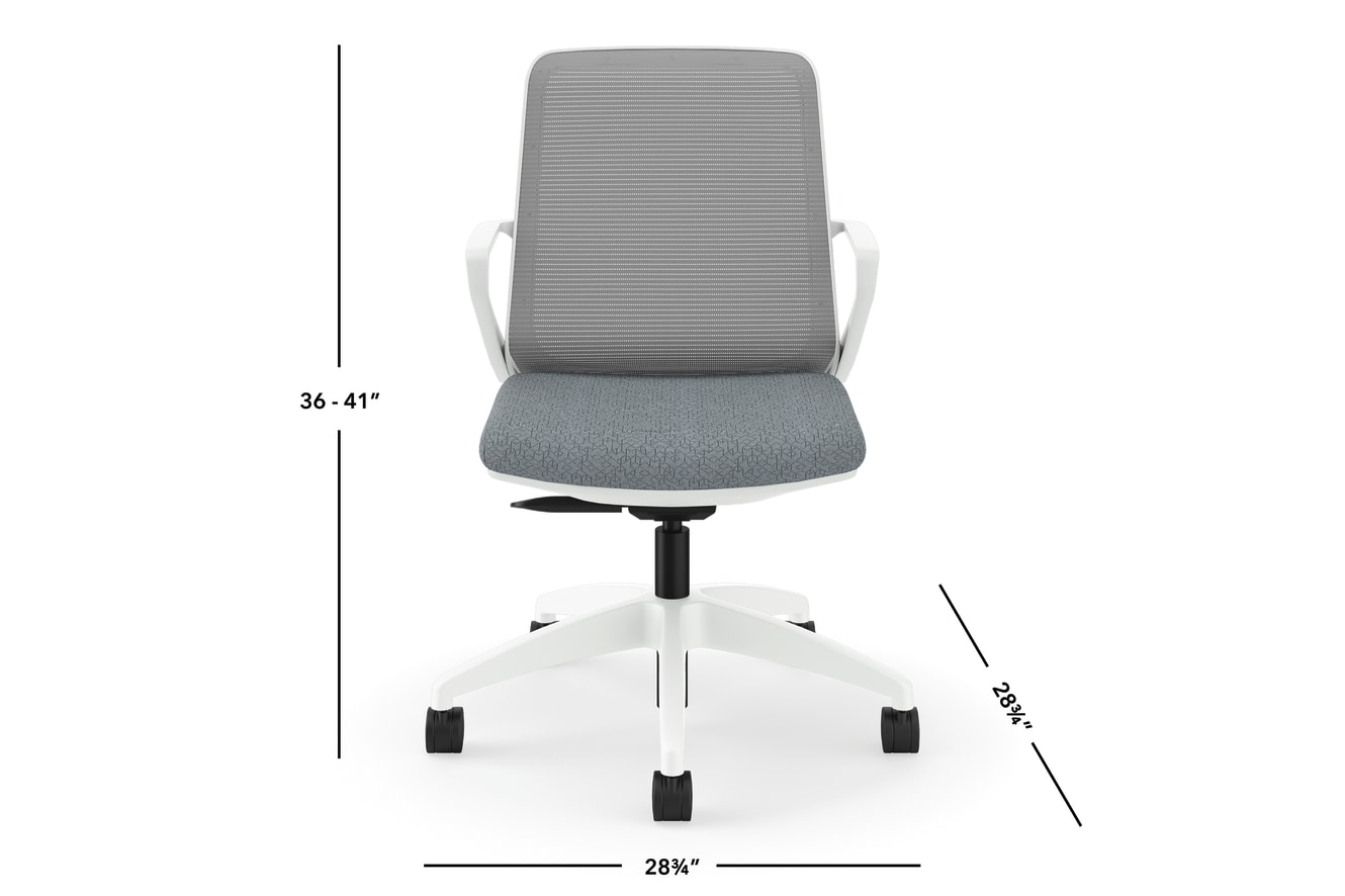 Cliq task chair in Basalt with Fog mesh and Designer White frame