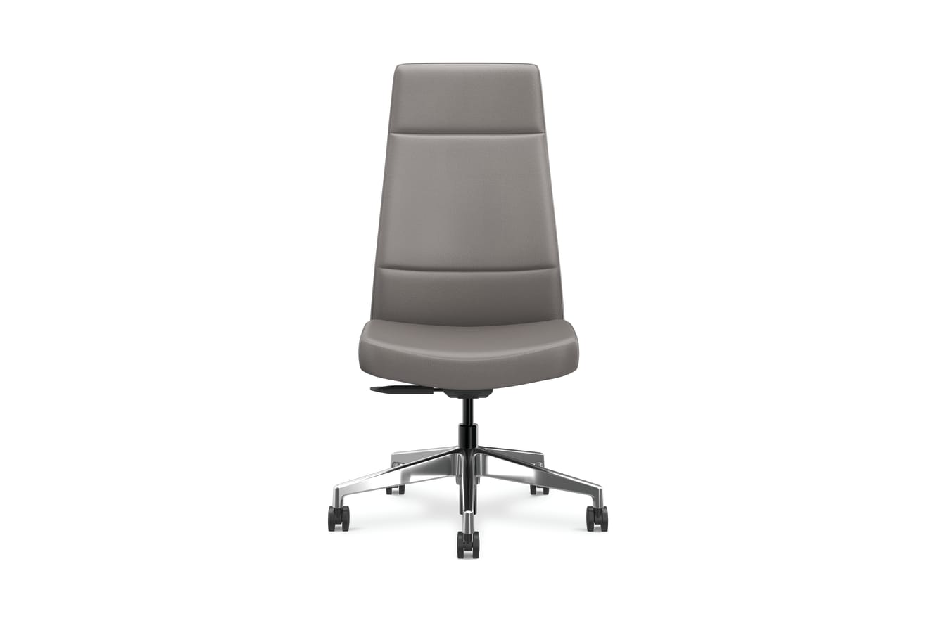 Cofi executive high-back chair with solid stitch shown in leather
