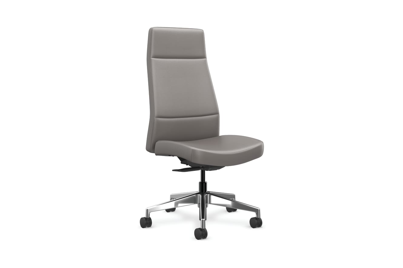 Cofi executive high-back chair with solid stitch shown in leather