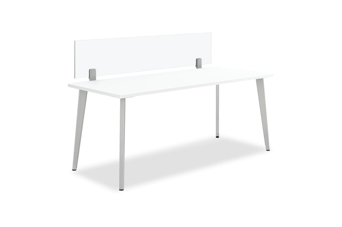 Glass Up Mount Universal Screens shown on Voi Desking