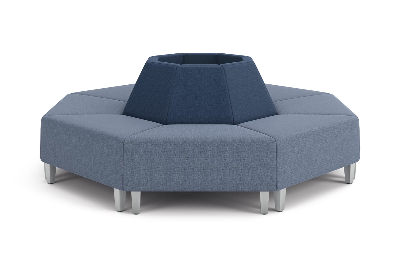 Flock outside wedge chairs creating a circular sofa.