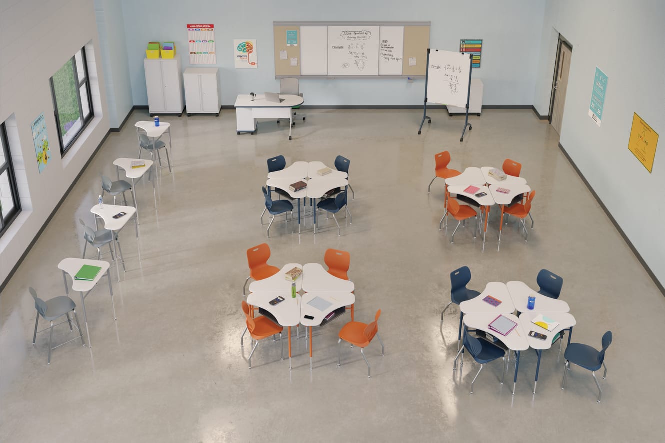 SmartLink Seating and Storage with SmartLink Tables. Motivate Markerboard.