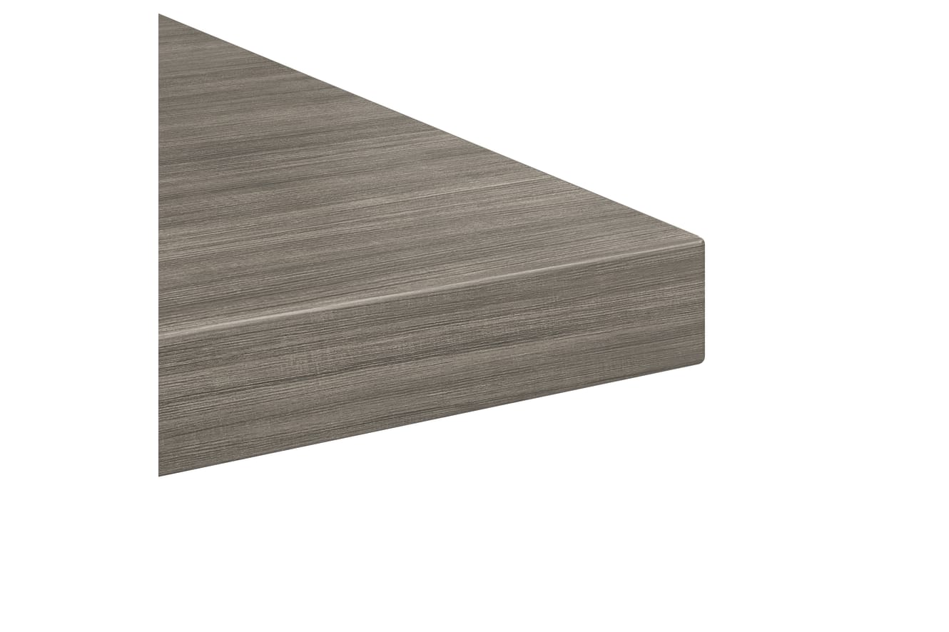 HON desks flat edge in Portico Teak.