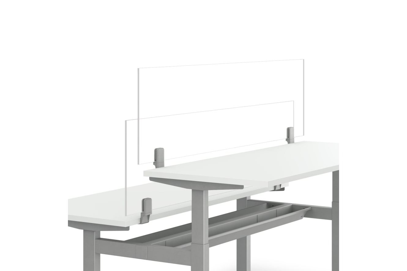 Glass Empower Universal Screens shown with height-adjustable Empower benching