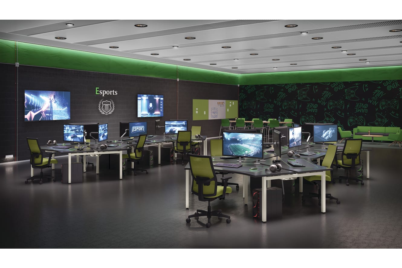 An Esports learning environment featuring Ignition2.0 Chairs and Empower Benching