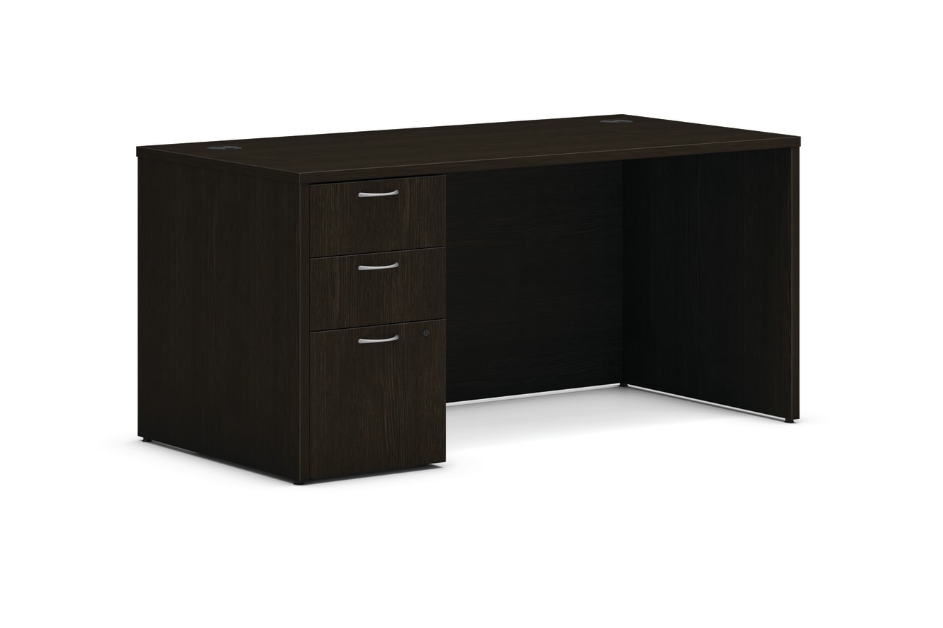 Single pedestal desk and pedestal in Java Oak