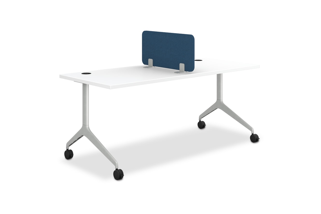 Fabric Sit-on-Surface Universal Screens shown on Motivate Table