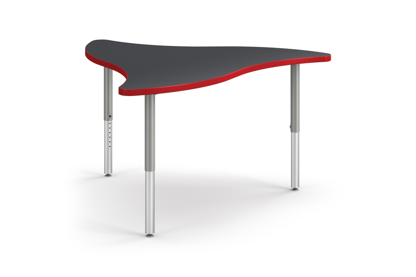 Right 3/4 View of Charcoal Snap Build Table with Red Edge Band
