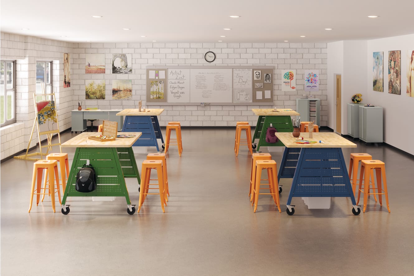Build Makerspace Tables and Seating. SmartLink Storage.