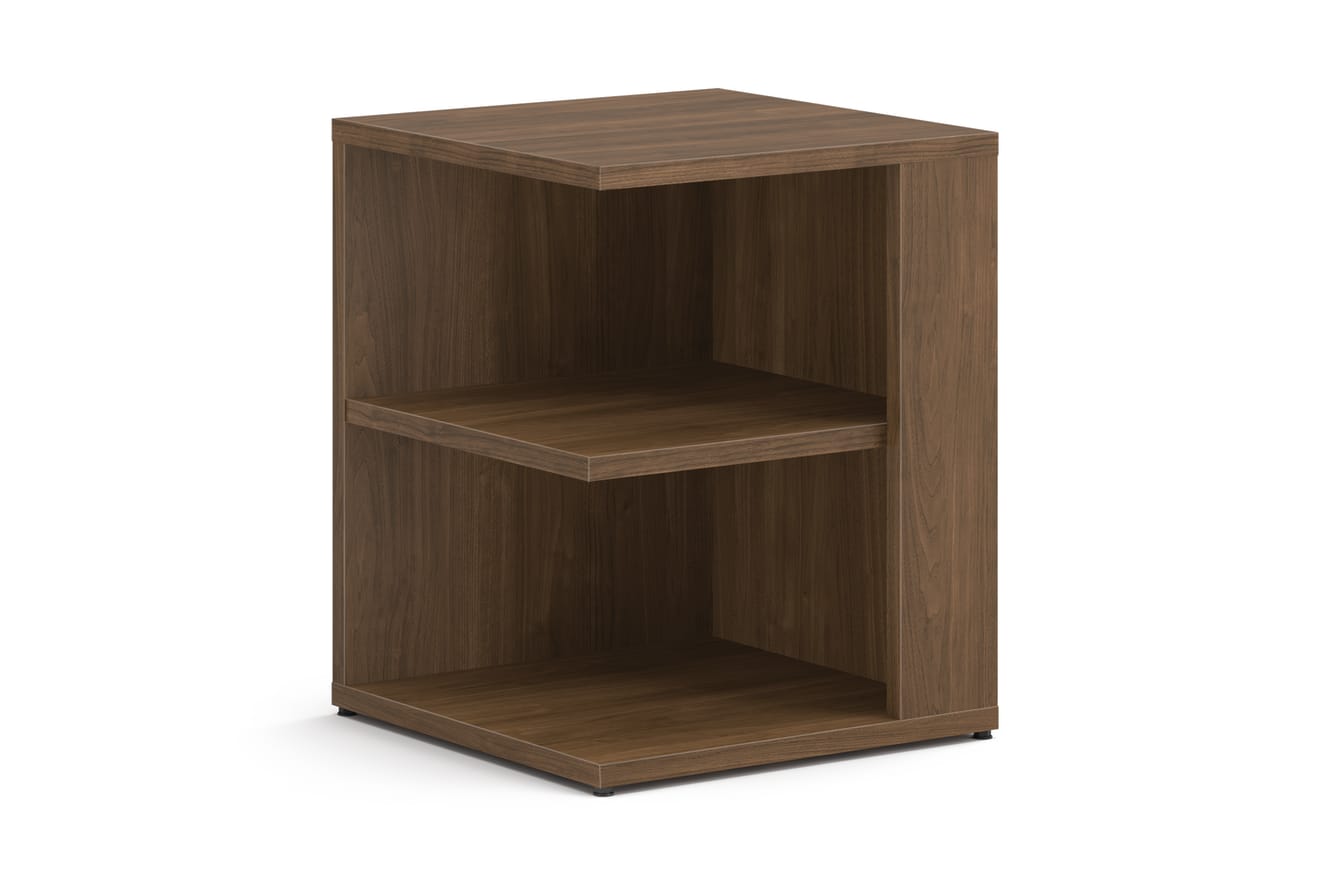 Square end cap bookshelf with 2 fixed shelves