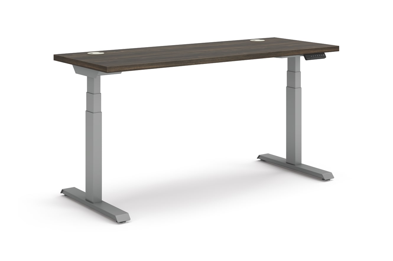 Coordinate Height Adjustable Table in Florence Walnut Top and Sliver Base