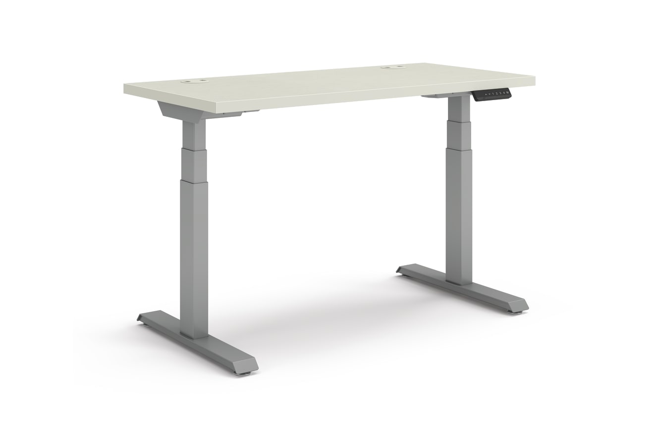 Coordinate Height Adjustable Table in Silver Mesh Top and Silver Base