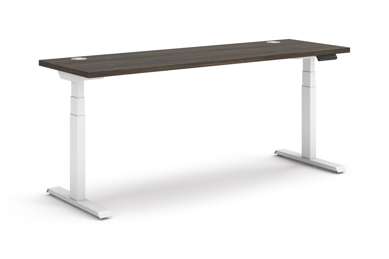 Coordinate Height Adjustable Table in Florence Walnut Top and White Base