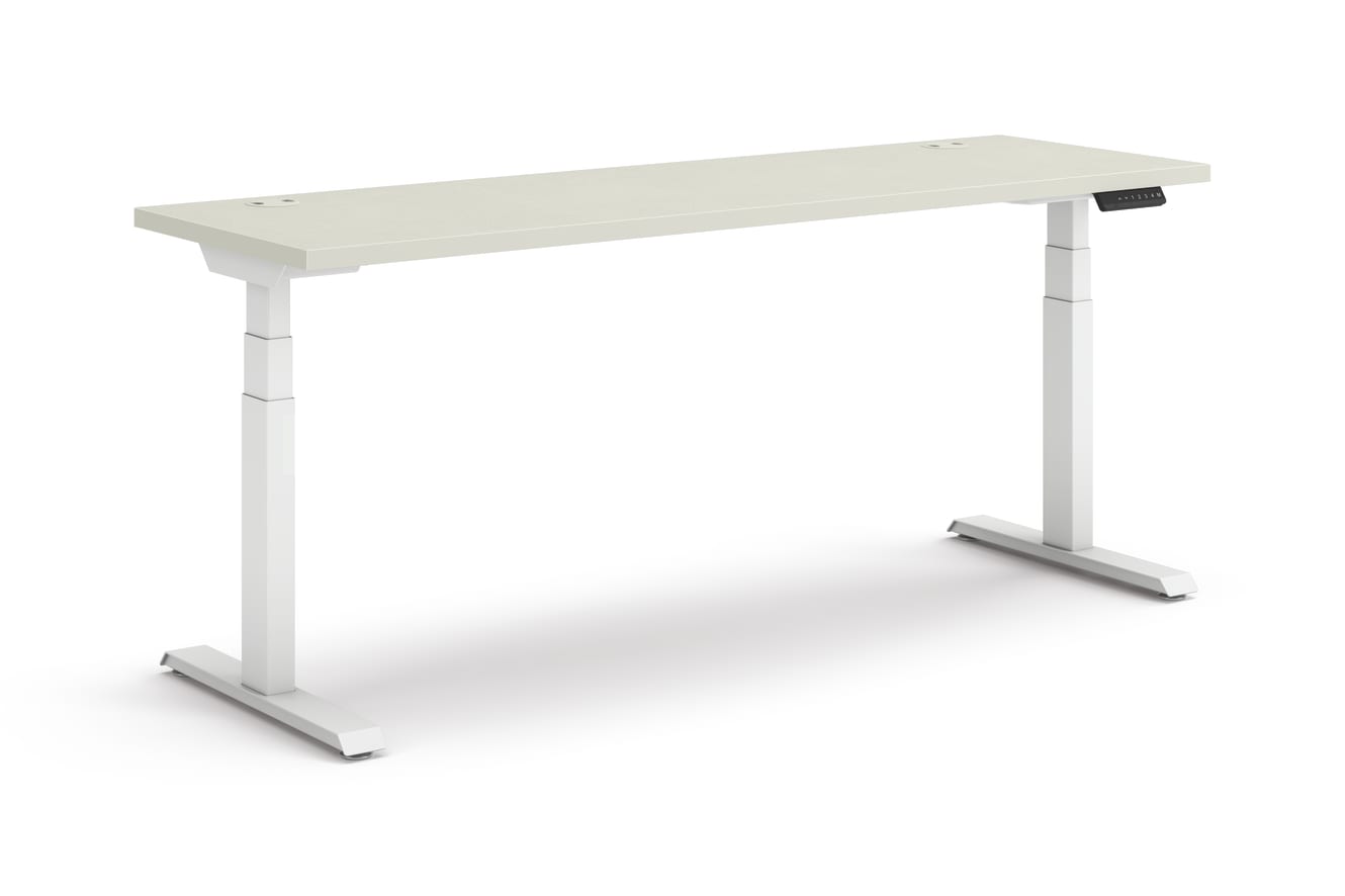 Coordinate Height Adjustable Table in Silver Mesh Top and White Base