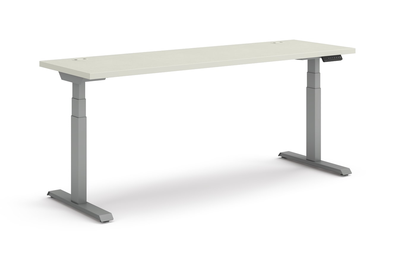 Coordinate Height Adjustable Table in Silver Mesh Top and Silver Base