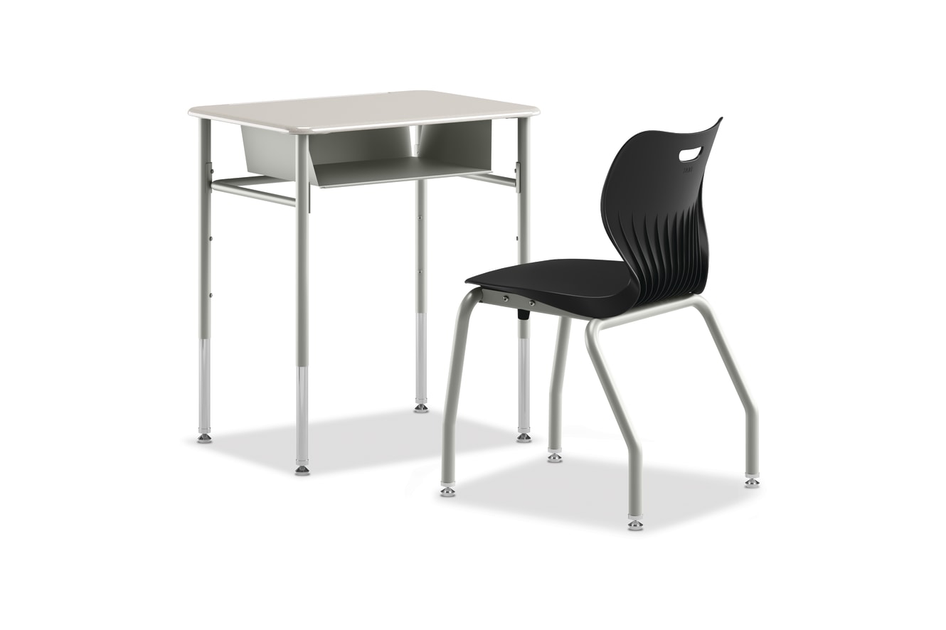 SmartLink Student Desk with SmartLink Book Box attached paired with a SmartLink chair