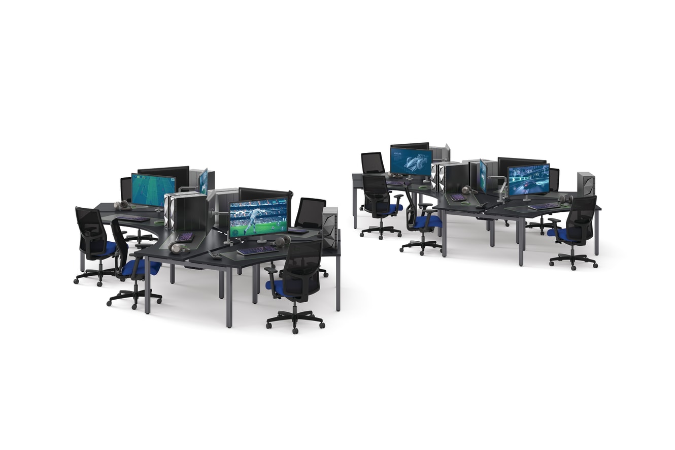 Empower Dog Bone Workstation with Ignition 2.0 task Chairs in an Esports Setting