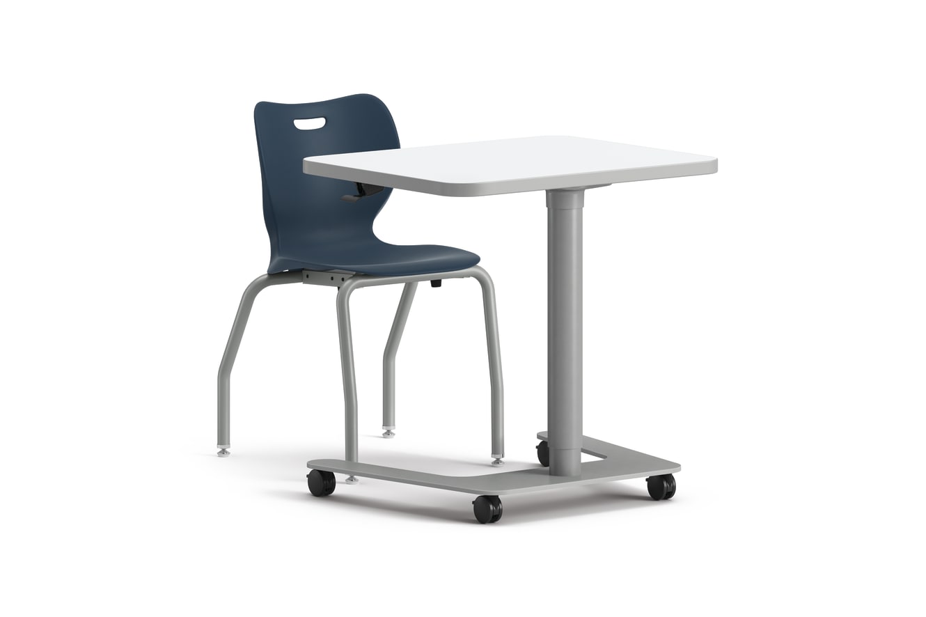Roll Call Lectern Table at seated position shown with SmartLink 4-Leg Student Chair