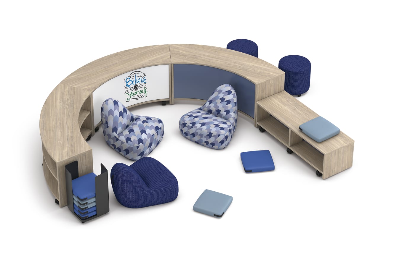 Storyline storage with Confetti seating and Flock minis.