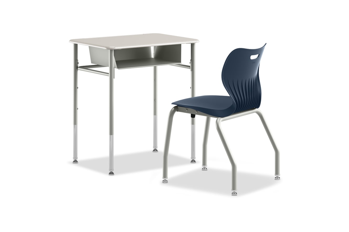 SmartLink Student Desk with SmartLink Book Box attached paired with a SmartLink chair