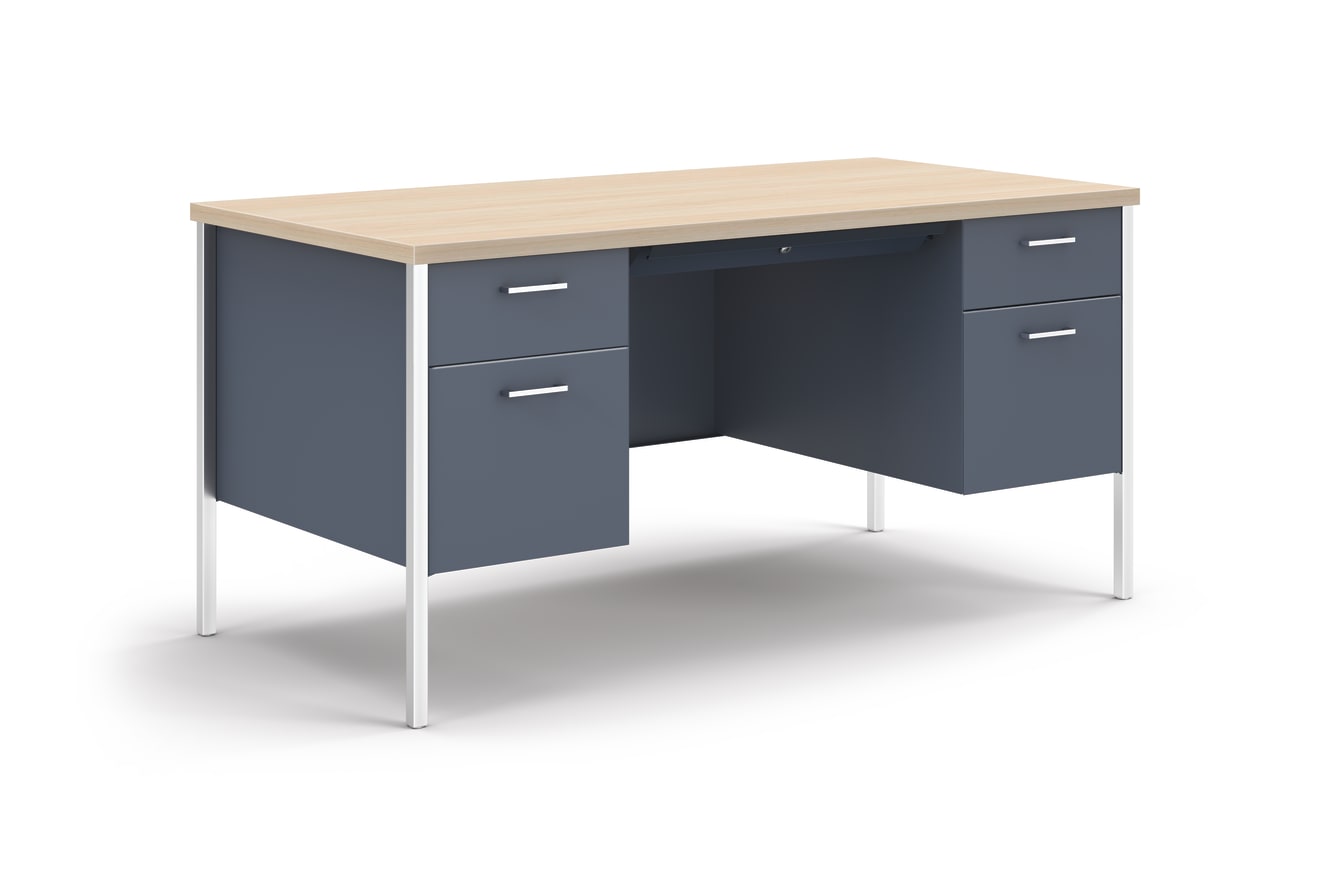 34000 Series teacher's desk in Field Elm Laminate and Harbor Paint